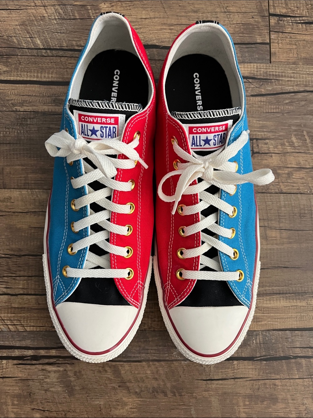 Converse All Star Two-Tone Low Top Sneakers in Red & Blue - IDK release